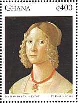 Ghirlandaio. Portrait of a Lady, detail.