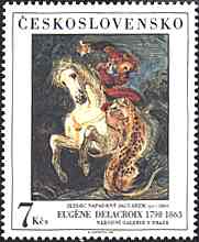 Czechoslovakia, 1988. Eugene Delacroix, A Jaguar Attacking a Rider. Scott 2723.