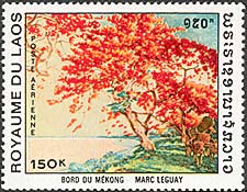Laos, 1969-70. Marc Leguay, Tree on the Bank of the Mekong. Sc. C64.