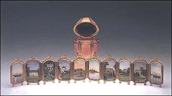 Imperial Danish Palaces Easter Egg. Presented by Czar Alexander III to his wife, Czarina Maria Feodorovna, Easter 1895.