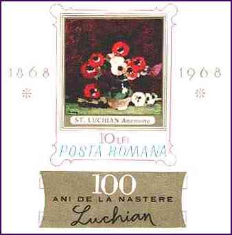 1968. Luchian - Death Centenary. Anemones.