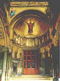 Atrium, St, Mark, mosaic, 1545; Virgin and Saints, mosaic