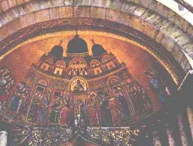 First mosaic from left. Arrival in the Basilica of the body of the Evangelist St. Mark - XIII Century