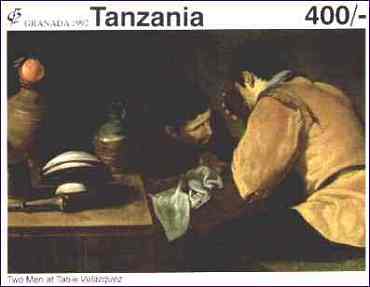 Tanzania, 1992. Two Men at Table.