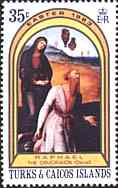 Turks & Caicos Islands, 1983. Raphael, The Crucifixion. Mary Magdalene, St. John. Scott 559.
