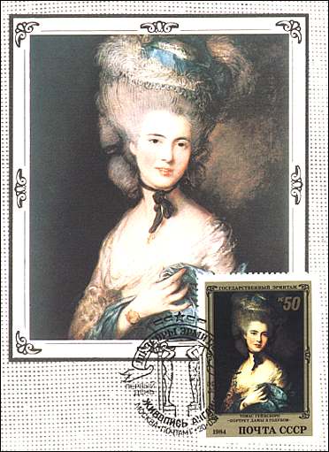 Russia, 1984. Thomas Gainsborough, Portrait of a Lady in Blue. Sc. 5238.