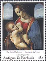 Antigua & Barbuda, 1994. Leonardo da Vinci, The Litta Madonna. Sc. 1860.
