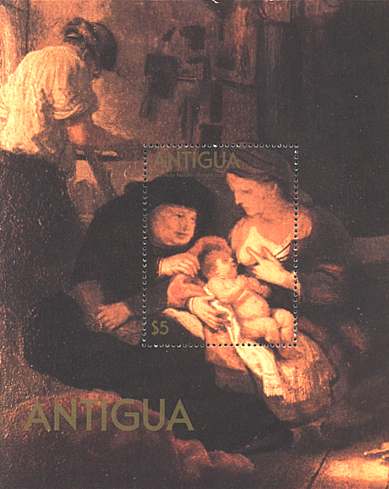 Antigua, 1980. Rembrandt, The Holy Family. Sc. 578.
