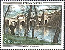 France, 1977.J.B.c. Corot, Bridge at Mantes. Sc. 1517.