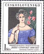Czechoslovakia, 1985. Josef Ginovsky, Young Woman in a Blue Gown. Scott 2586.