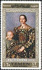 Yemen, 1968. Bronzino. Portrait of Eleanor of Toledo with Her Son.