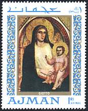 Ajman, 1968. Giotto, Virgin in Majesty. 