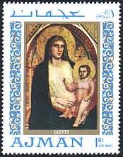 Ajman, 1968. Giotto, Virgin in Majesty. 