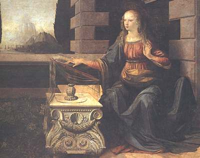 Leonardo da Vinci, L'Annunciation (detail), about 1470