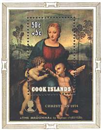 Cook Islands, 1975. Raphael, Madonna of the Goldfinch. Sc. 437 a.
