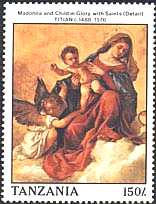 Tanzania, 1988. Madonna and Child in Glory with Saints, detail