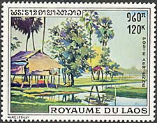 Laos, 1970. Marc Leguay, Rice Field in Rainy Season. Sc. C73.