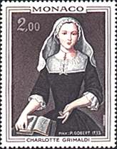 1973. Charlotte Grimaldi in Nun's Habit, by Pierre Gobert. Scott 893.