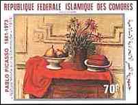 Comoro, 1981. Red Tablecloth.