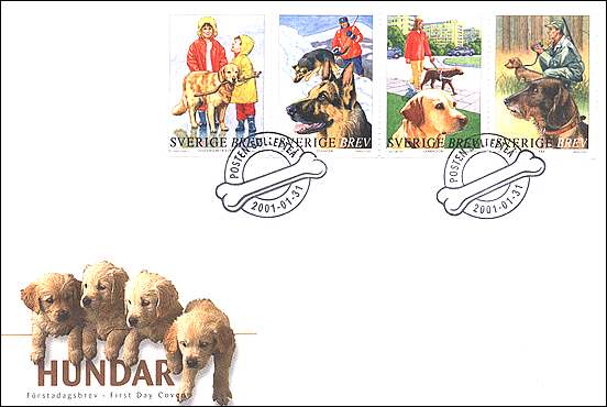 Sweden, 1/31/01. FDC, displaying on the cancel a great bone.