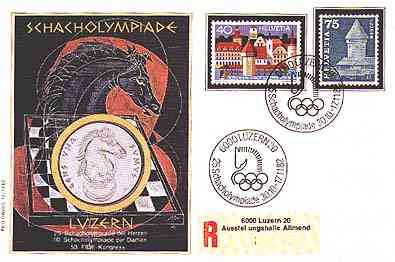 Numismatic Letter for the Chess Olympics, Lucerne 1982