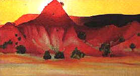 Georgia O'Keeffe:  "Hills and Mesa to the West".  Oil Painting 1945.