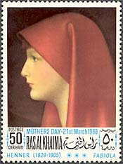 Ras al Khaima, 1968. Fabiola, by Jean-Jacques Henner. Mi. 221