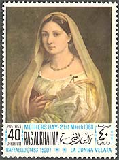 Ras al Khaima, 1968. La Donna Velata, by Raphael. Mi. 220