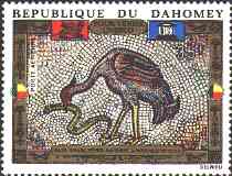 Dahomey, 1972. Stork with snake. High altar