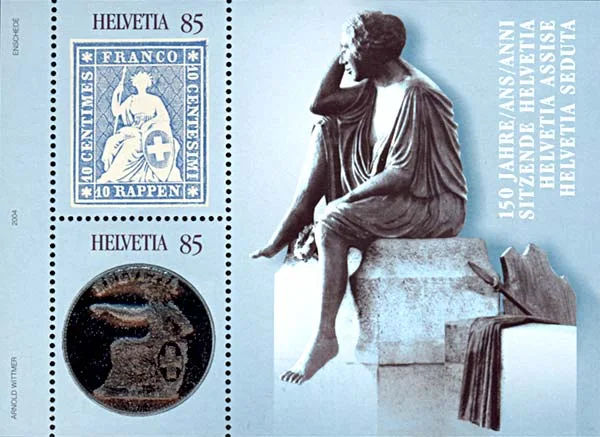 150 Years Sitting Helvetia — original stamp illustration