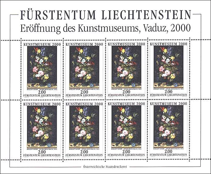 Liechtenstein, 2000. Opening of the Liechtenstein Art Museum. Roland savary, Bouquet of Flowers, 1612. From the collection of the Prince of Liechtense