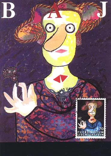 Liechtenstein, 1997. Enrico Baj, Jeune fille en fleur, Sc. 1100