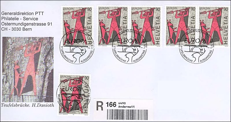 Devils on Postal Stamps — original stamp illustration