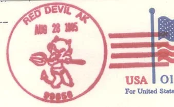 Devils on Postal Stamps — original stamp illustration