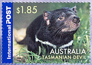 Original philatelic illustration from Devils on Postal Stamps