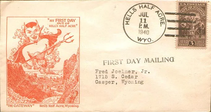 Original philatelic illustration from Devils on Postal Stamps
