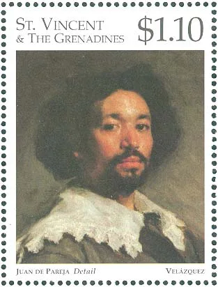 Diego Velazquez - Portrait of Juan de Pareja — original stamp illustration