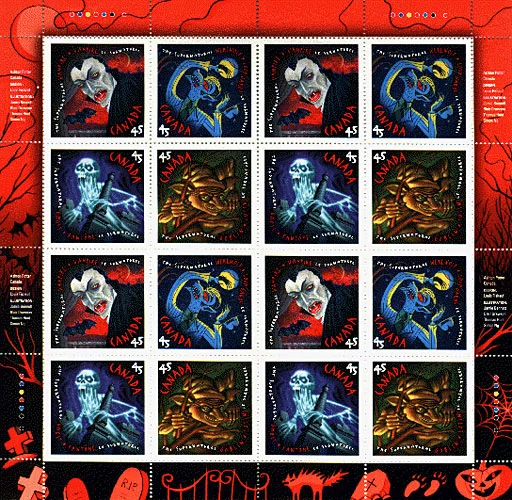 Dracula on Postal Stamps — original stamp illustration