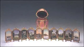Imperial Danish Palaces Easter Egg. Presented by Czar Alexander III to his wife, Czarina Maria Feodorovna, Easter 1895.
