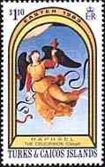 Turks & Caicos Islands, 1983. Raphael, The Crucifixion. Angel looking to earth. Scott 562.