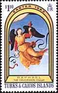 Turks & Caicos Islands, 1983. Raphael, The Crucifixion. Angel looking to earth. Scott 562.