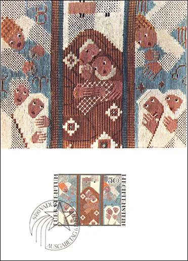 Embroideries on Stamps of Liechtenstein — original stamp illustration
