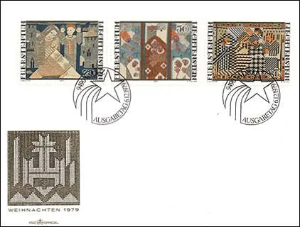 Embroideries on Stamps of Liechtenstein — original stamp illustration