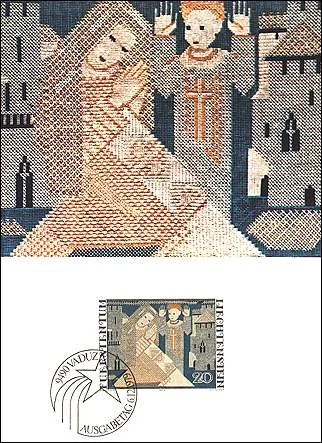 Embroideries on Stamps of Liechtenstein — original stamp illustration