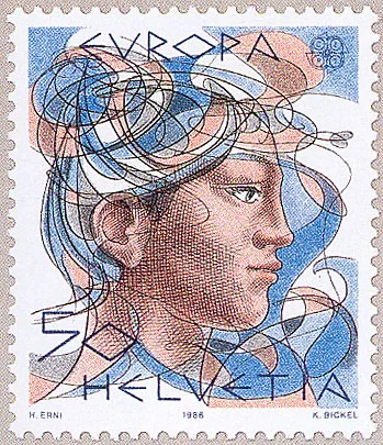 Hans Erni - a Swiss Artist, 100th Birth Anniversary — original stamp illustration