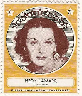 Hedy Lamarr on Stamps — original philatelic illustration