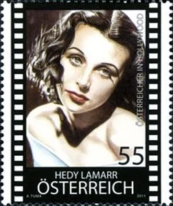 Hedy Lamarr on Stamps — original philatelic illustration