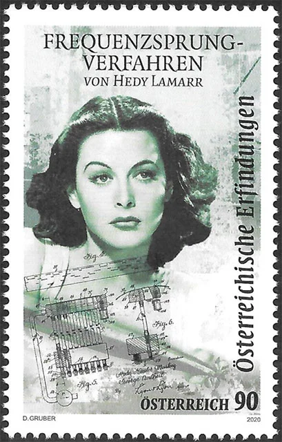 Hedy Lamarr on Stamps — original philatelic illustration