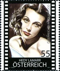 HEDY LAMARR, THE ACTRESS AND INVENTOR — original stamp illustration