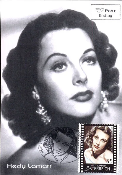 HEDY LAMARR, THE ACTRESS AND INVENTOR — original stamp illustration